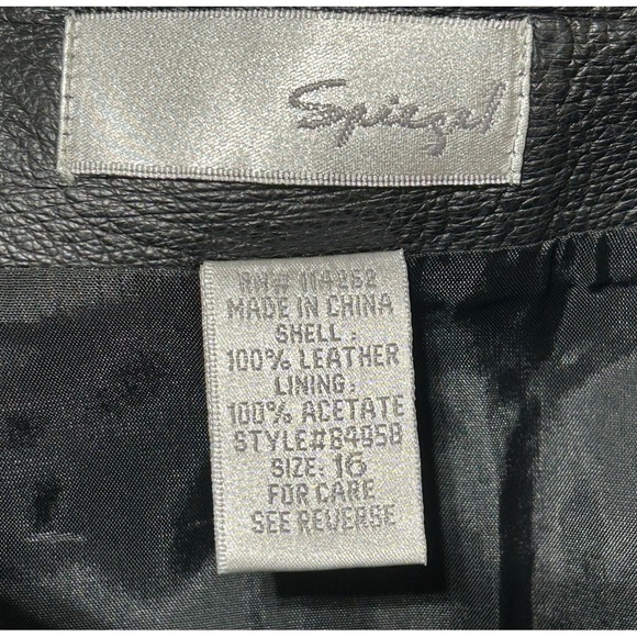 VTG Y2K Spiegel Black Leather Skirt Sz 16 Retro Rockabilly Biker Pinup EUC - Picture 6 of 8